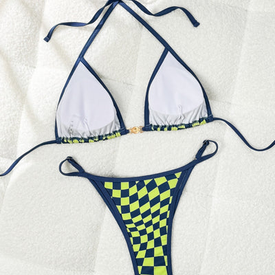 Checkers Bikini Blue and Yellow