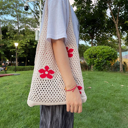 Knitted Flower Tote