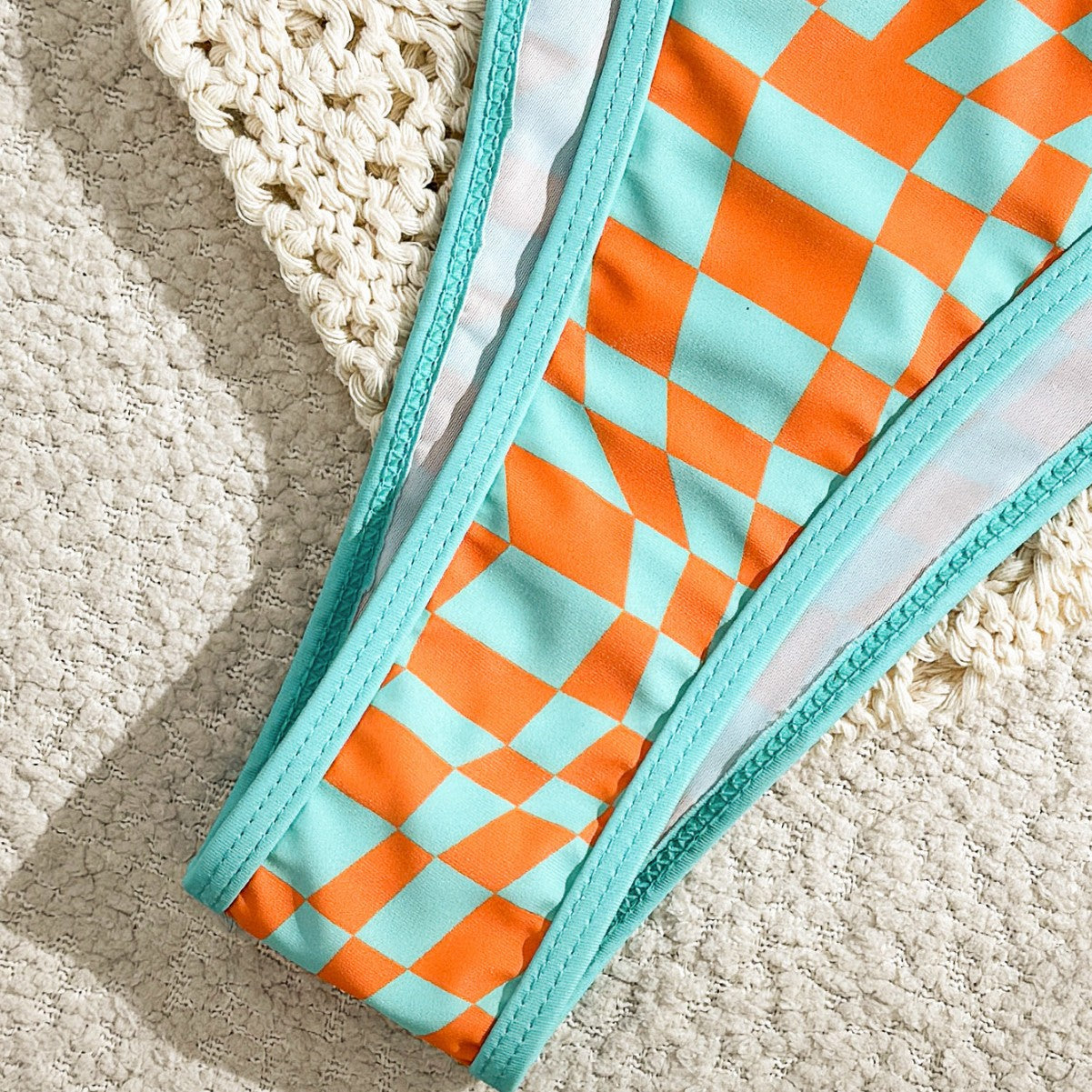 Checkers Bikini Blue and Orange