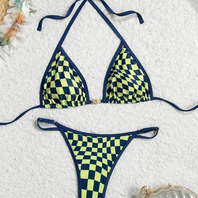 Checkers Bikini Blue and Yellow